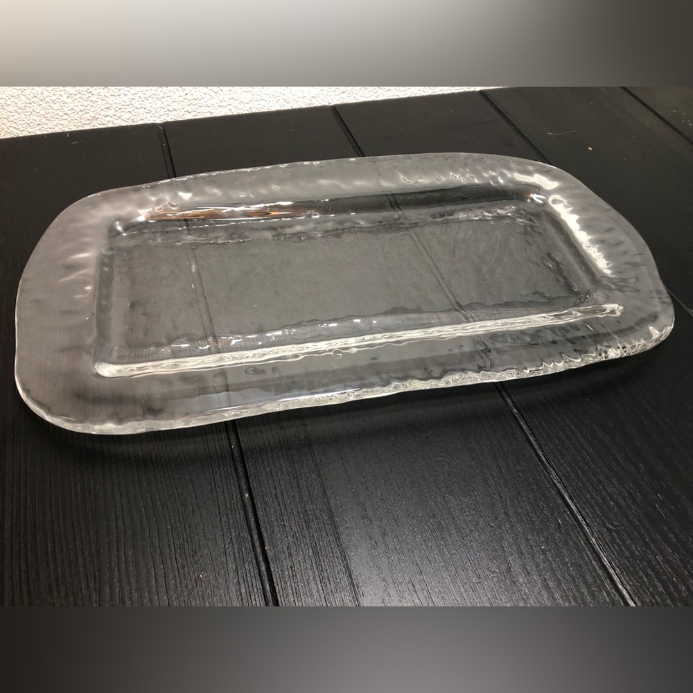 Clear Crinkled Glass Tray Or Candle Holder